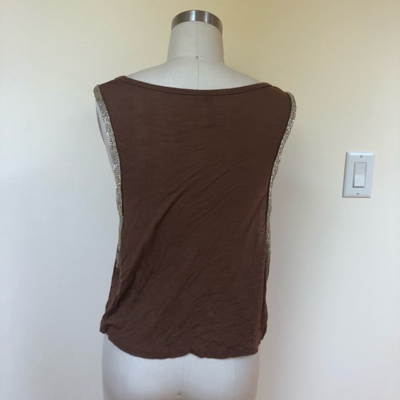 LF Beaded Gold and Brown top - Picture 3 of 4